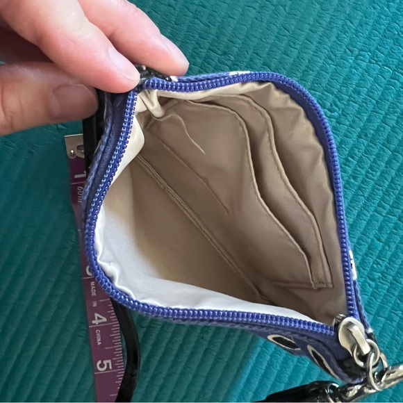 Blue and Black Polka Dot Coach Wristlet - Picture 2 of 3